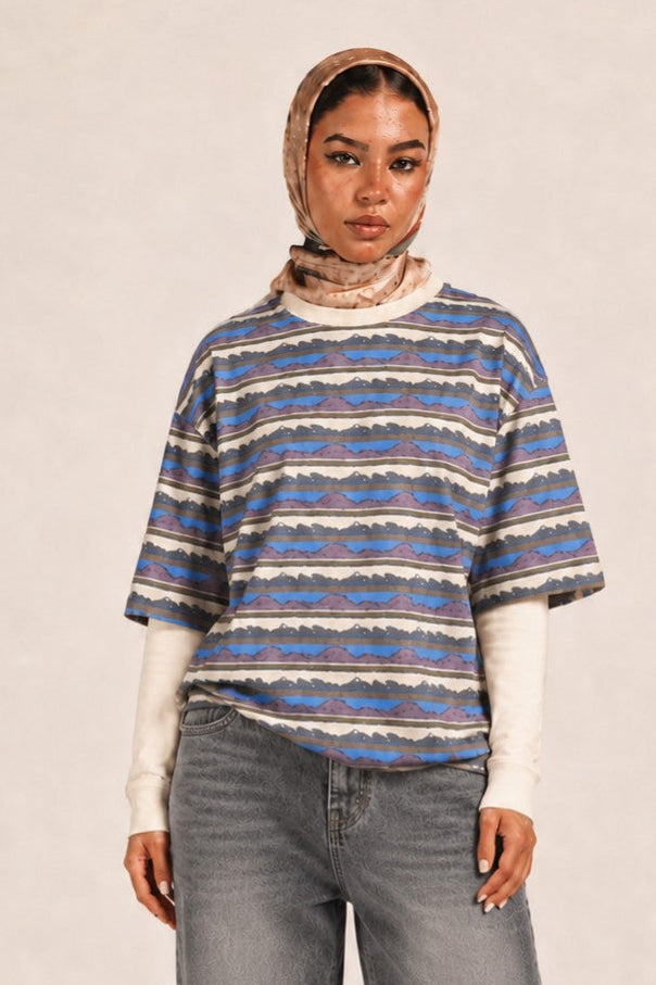 Striped Relaxed Fit T-Shirt "Beige"