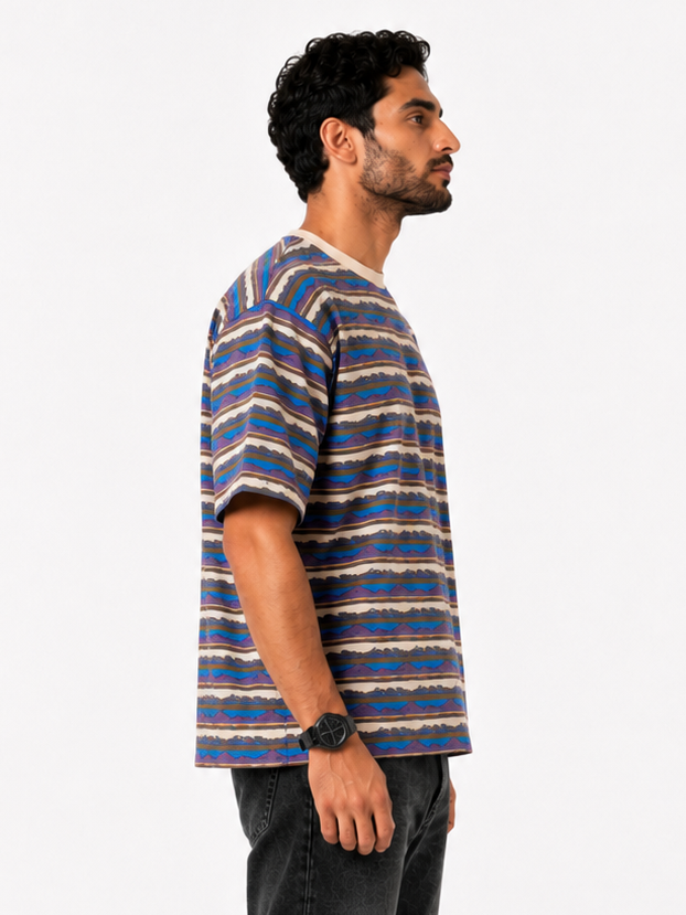 Striped Relaxed Fit T-Shirt "Beige"