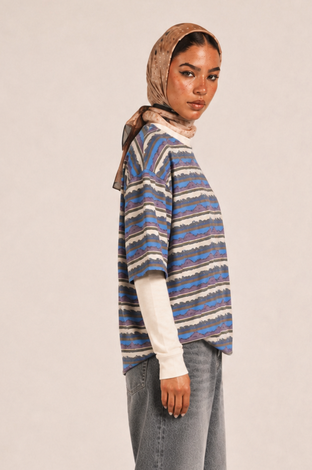 Striped Relaxed Fit T-Shirt "Beige"
