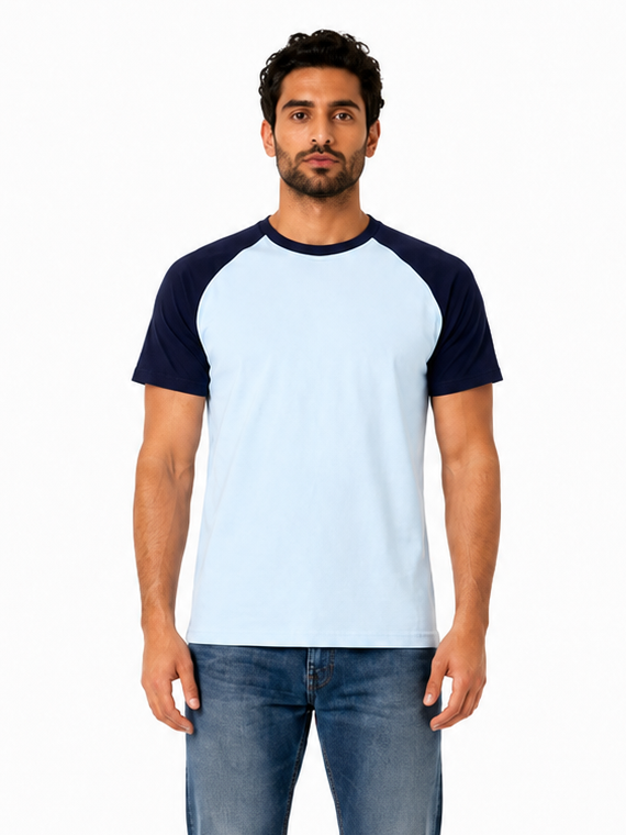 Color Block Raglan T-Shirt "Baby blue X Blue"