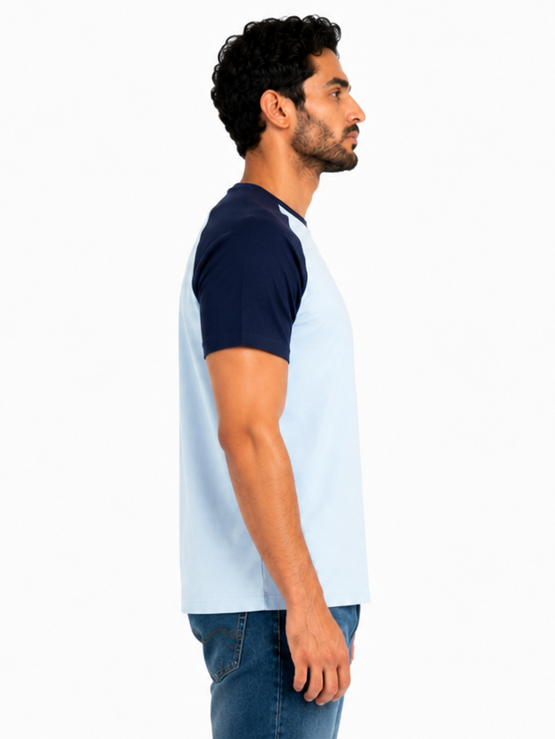 Color Block Raglan T-Shirt "Baby blue X Blue"