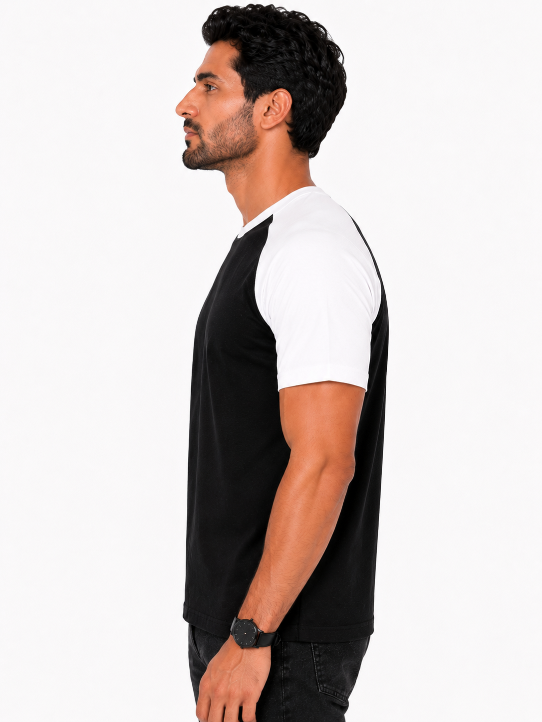 Color Block Raglan T-Shirt "Black X White"
