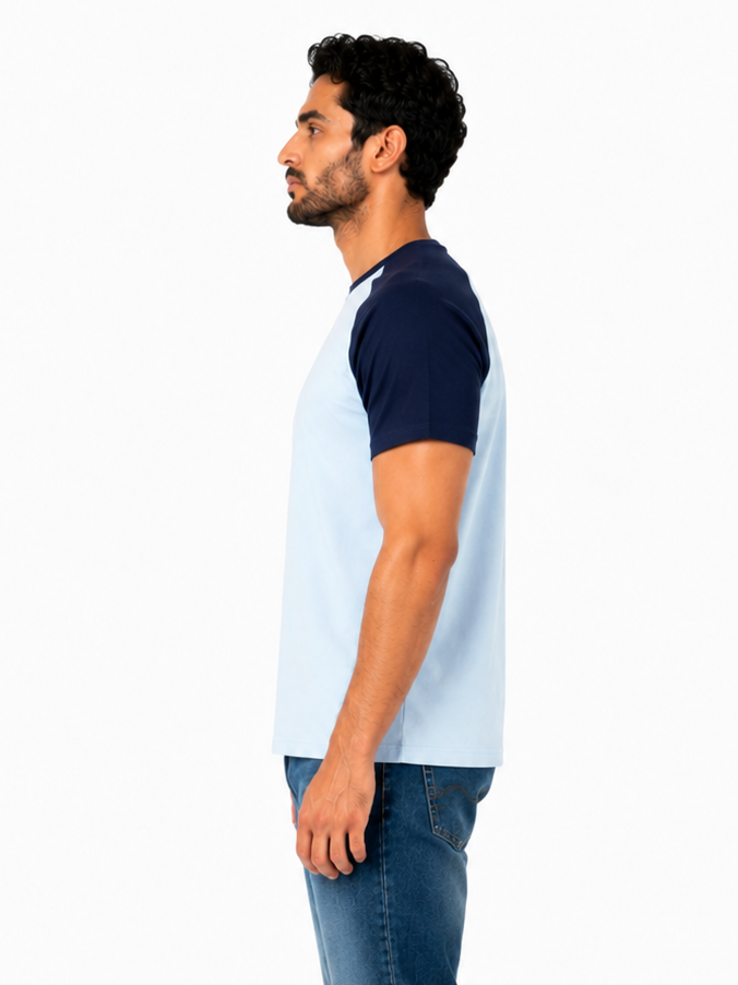 Color Block Raglan T-Shirt "Baby blue X Blue"
