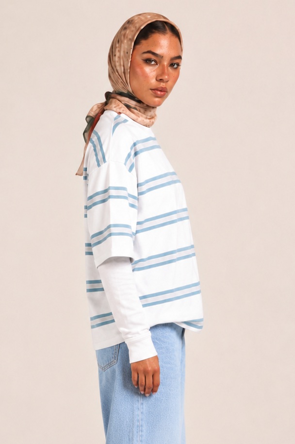 Striped Relaxed Fit T-Shirt "Blue X White"