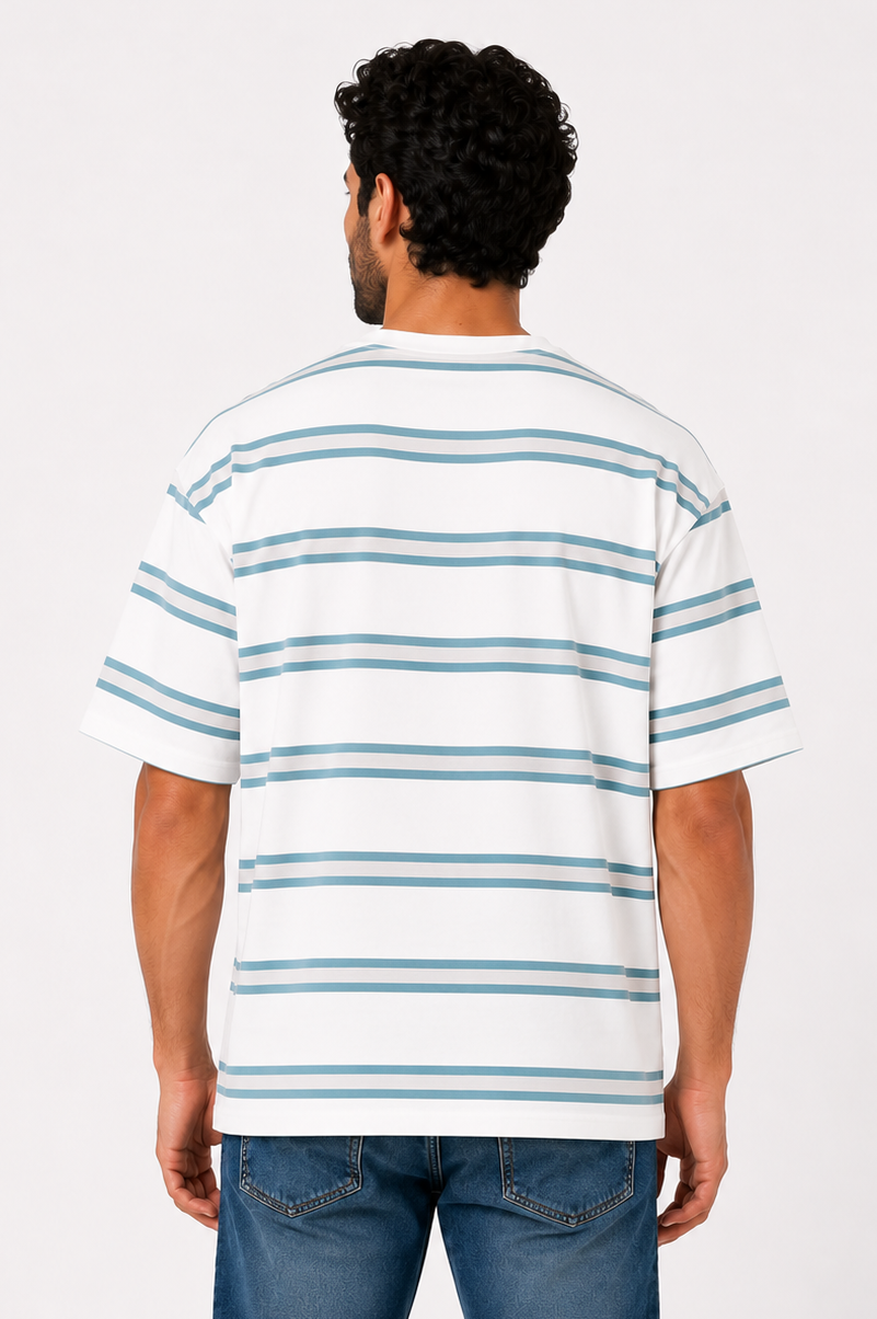Striped Relaxed Fit T-Shirt "Blue X White"