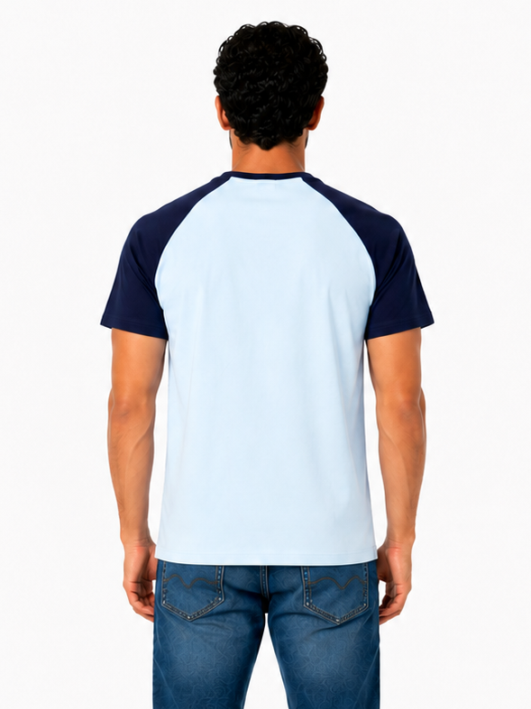 Color Block Raglan T-Shirt "Baby blue X Blue"
