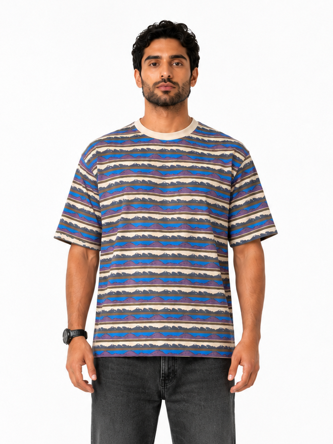 Striped Relaxed Fit T-Shirt "Beige"