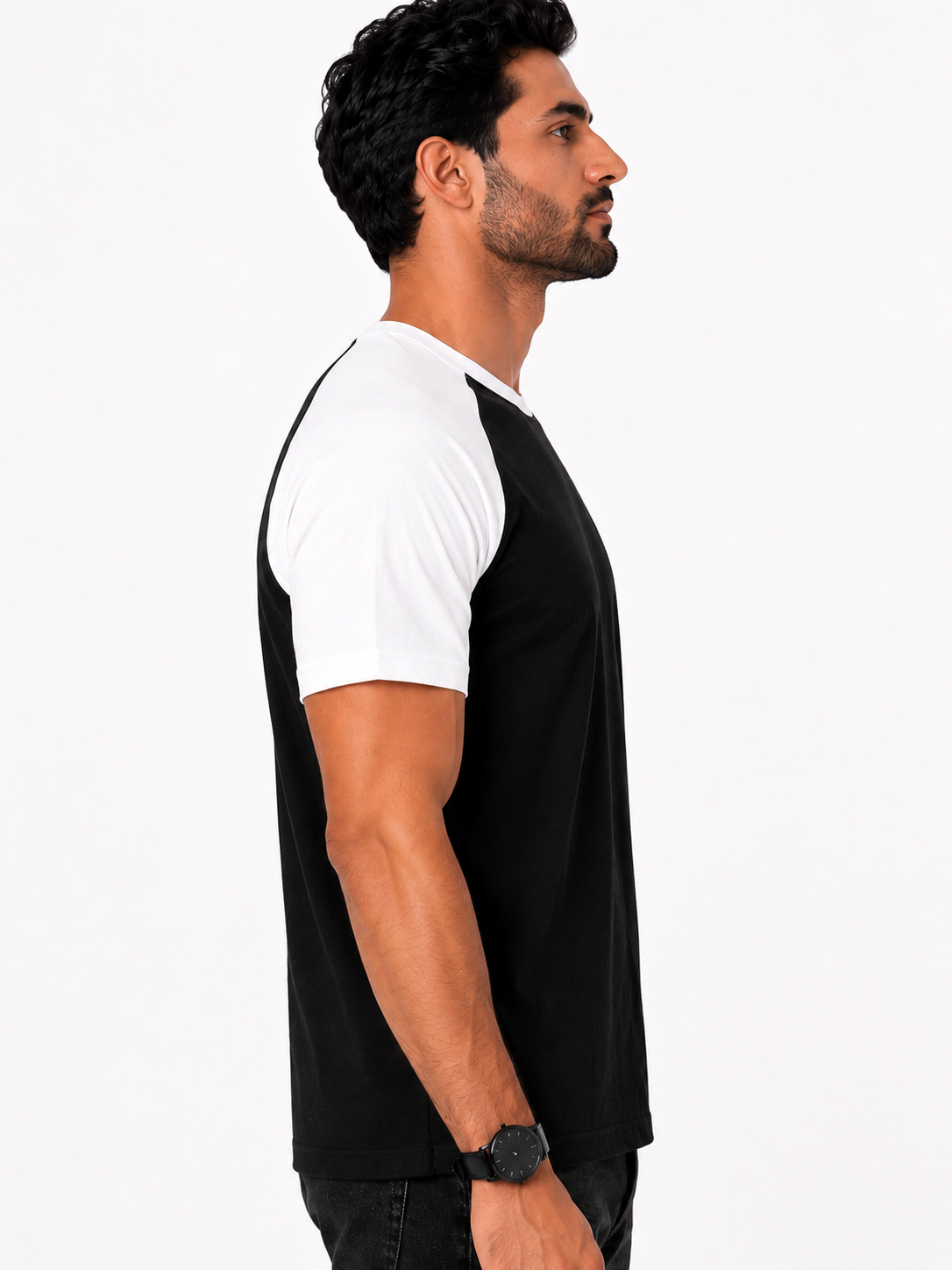 Color Block Raglan T-Shirt "Black X White"