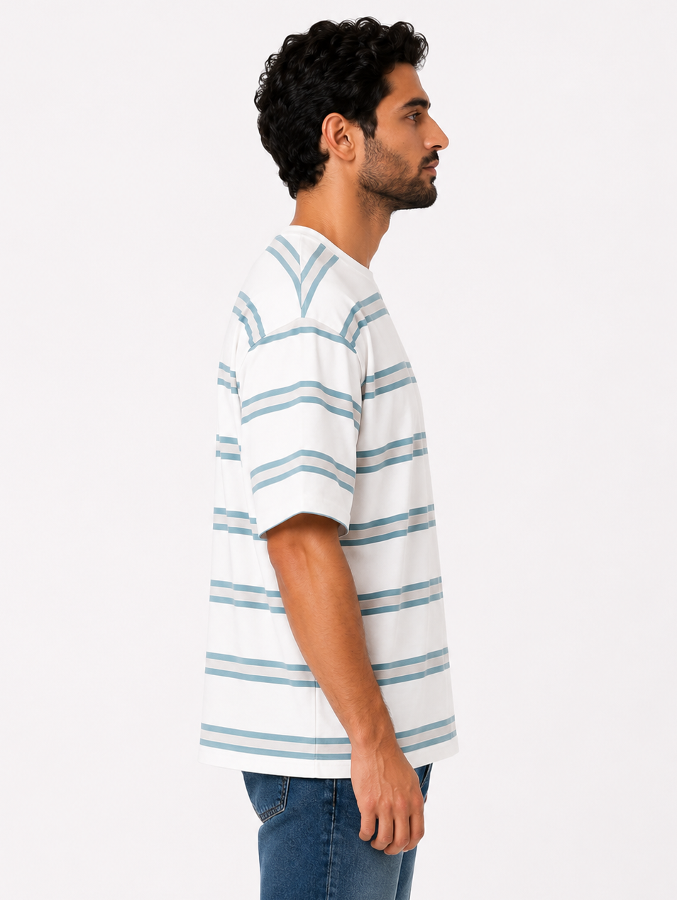 Striped Relaxed Fit T-Shirt "Blue X White"