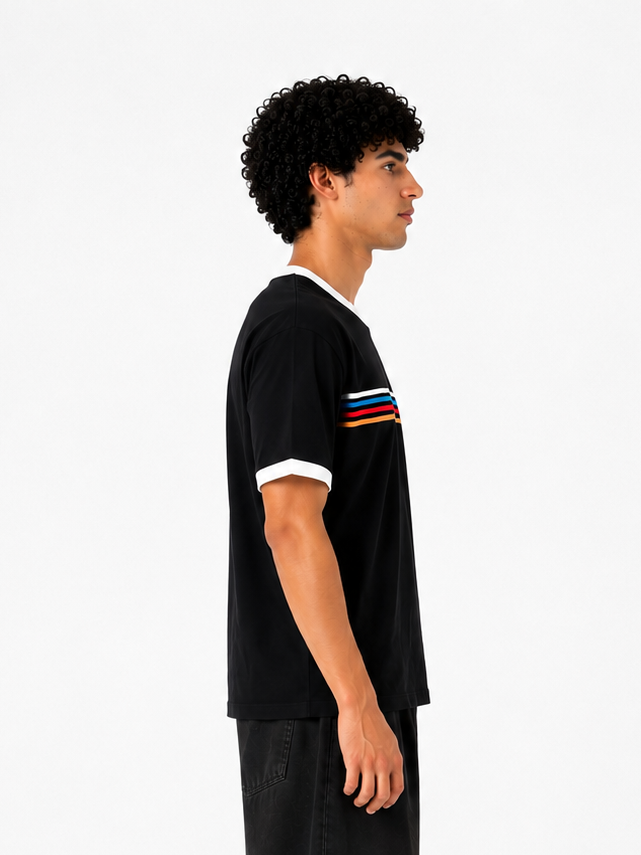 Striped Color Ring T-Shirt "Black"