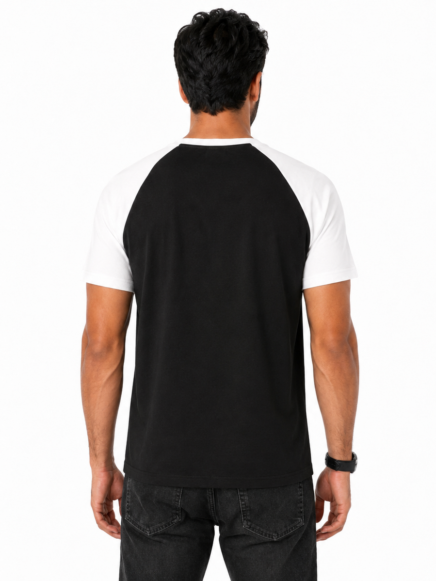 Color Block Raglan T-Shirt "Black X White"