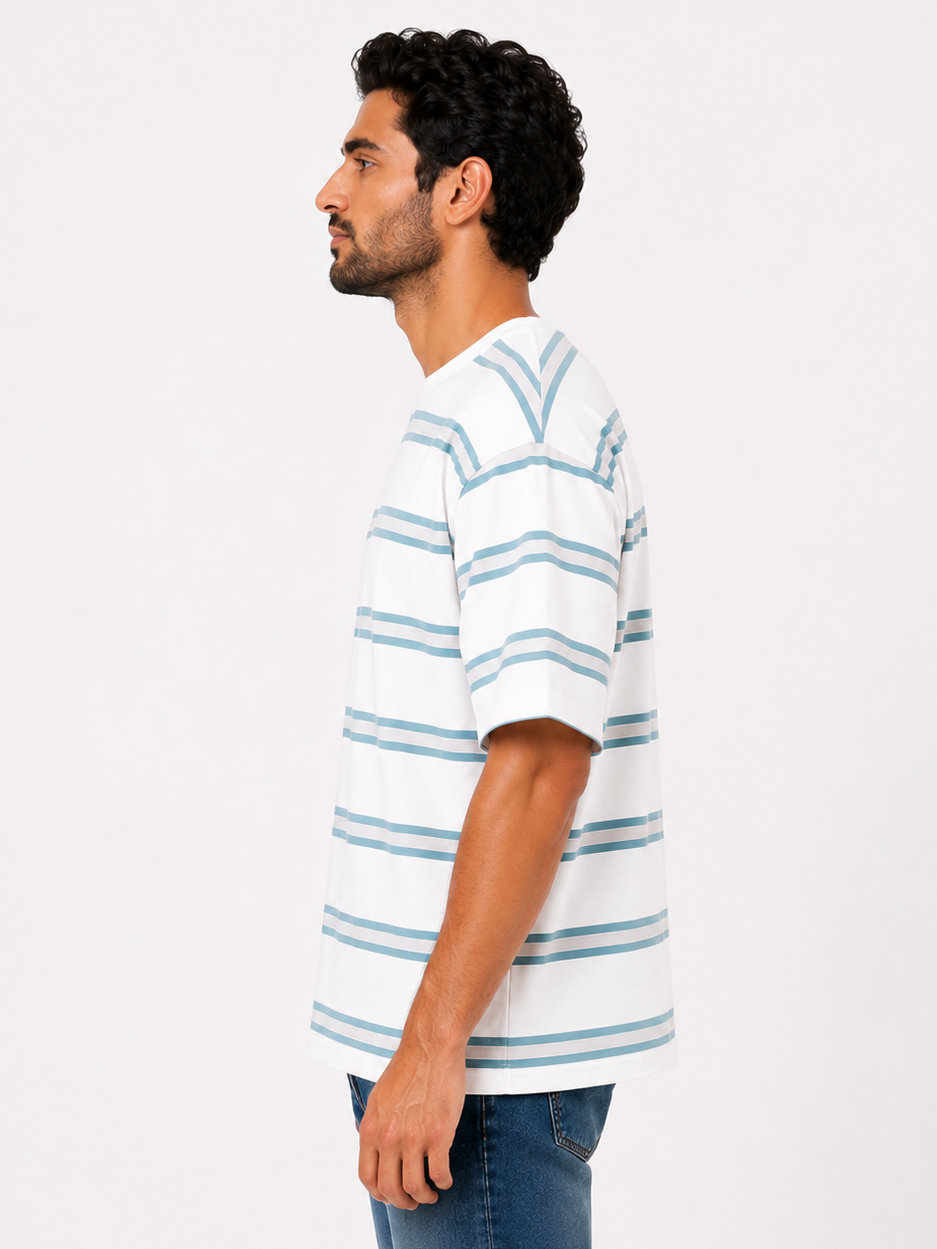 Striped Relaxed Fit T-Shirt "Blue X White"