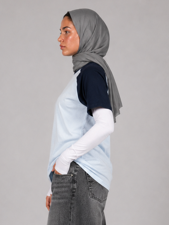 Color Block Raglan T-Shirt "Baby blue X Blue"